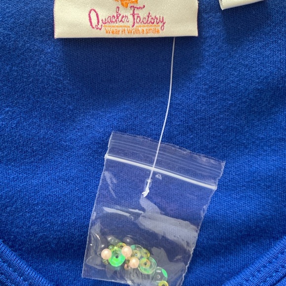 NWOT Quacker Factory Blue Floral Embroidered Long Sleeve 100% Cotton Top Size M - Picture 8 of 9